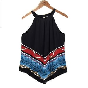 INC Black Halter Top Snake Pattern Design
